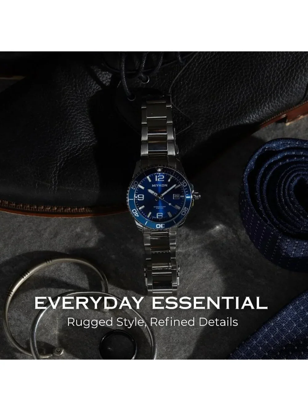 Men's Silver Stainless Steel Bracelet Blue Dial Quickset Date Quartz Watches